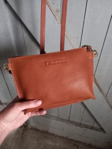 LEREN SCHOUDERTASJE COGNAC/BRONS